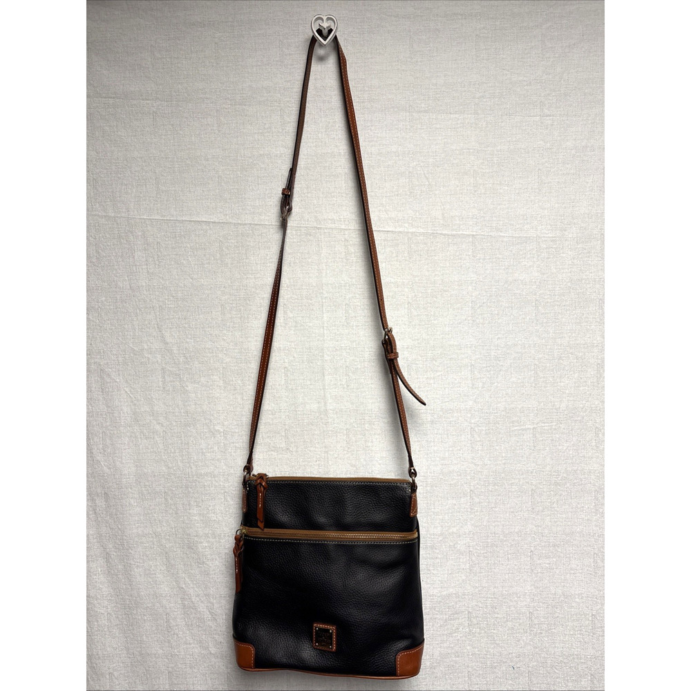 Dooney & Bourke Black Brown Pebble Grain Crossbody Bag